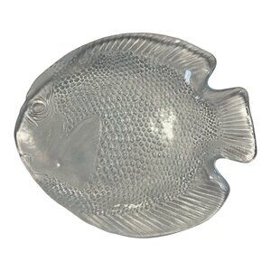Vintage 1970s 1980s Arcoroc France Glass Fish Plate 10x8 Coastal Nautical Beach